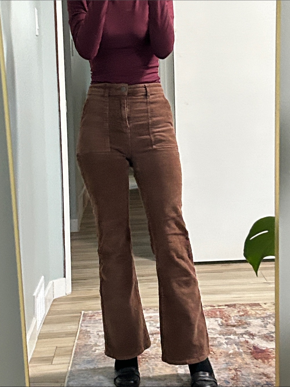 Dex Brown High-Rise Corduroy Flare Pants